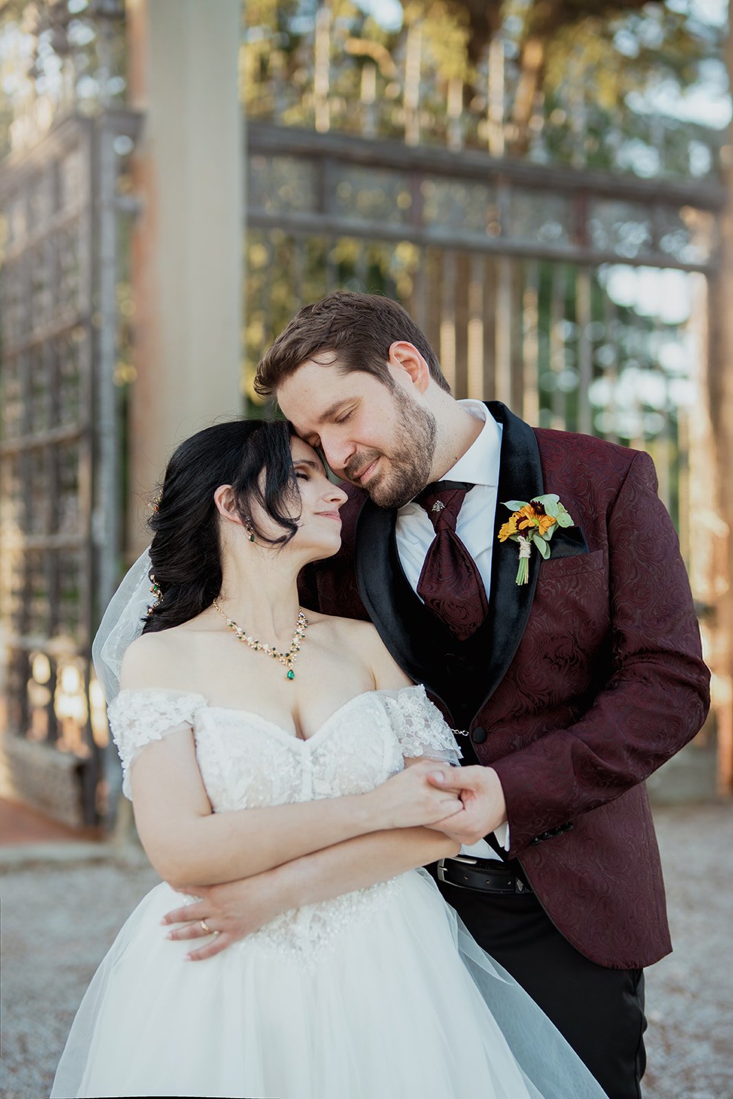 Cypress-lined path leading to the ceremony